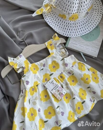 Хлопковый нарядный сарафан для девочки