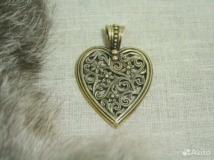 Кулон Сердце ручная работа бронза