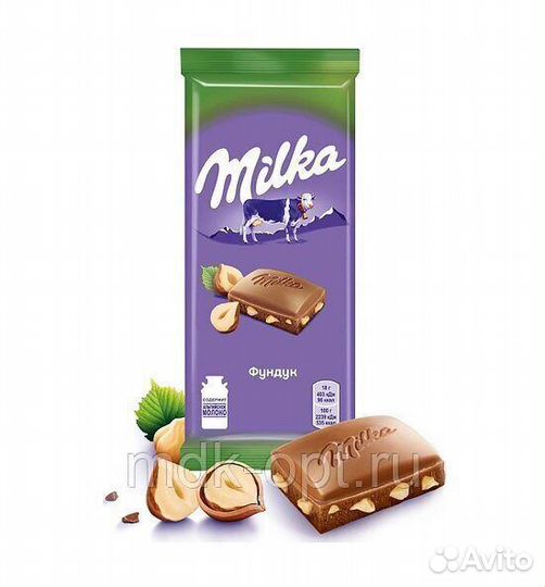 Шоколад Milka с дробленым фундуком 90 г