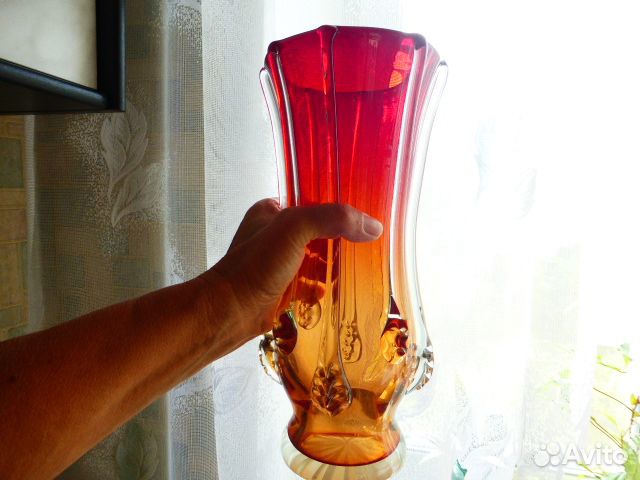 Ваза большая.Чешское стекло.Богемия