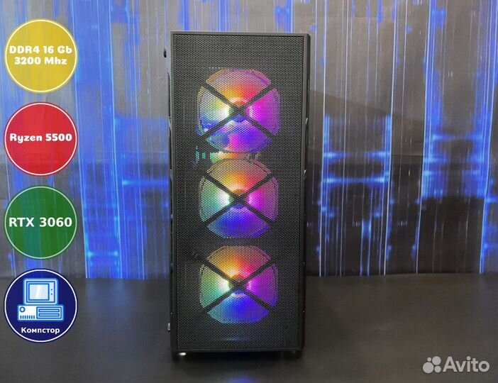 Мощный пк AMD5500-RTX3050-16DDR4-KLD2079364815-A520