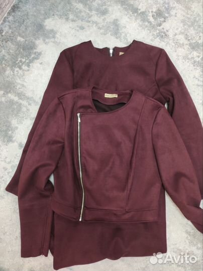 Платье футляр и укороченный жакет из эко замши