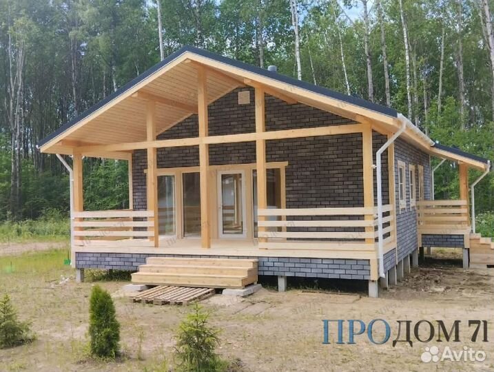 Каркасный коттедж 86м² с террасой 24м² под ключ