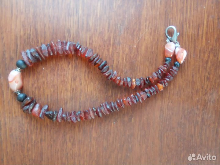 Бусы СССР янтарь и сердолик. Винтаж