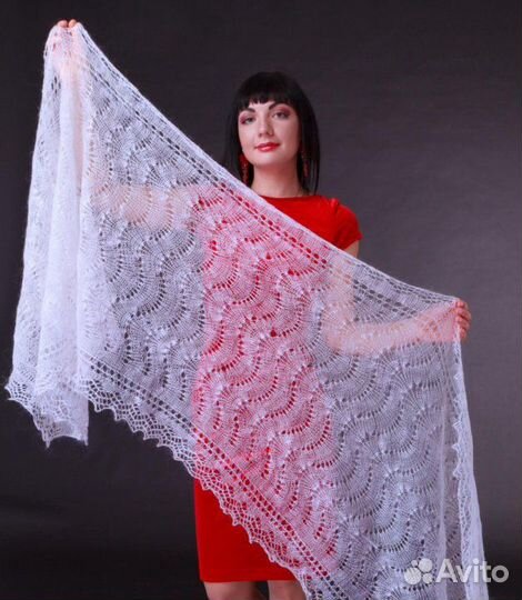 Шарфик из козьего пуха ажурный и платок пуховый