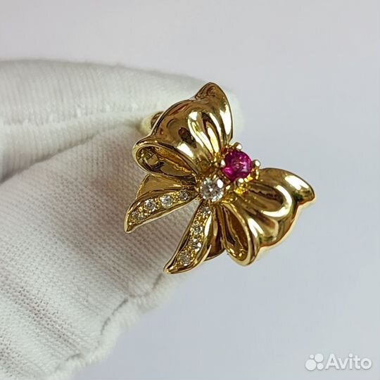 Золотое кольцо с рубином и брилл (05420000887)