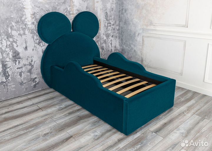 Кровать детская 80х160 Микки морская волна