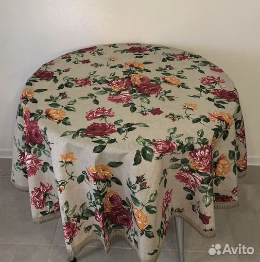 Скатерть круглая 152см -№3-9-1, полульняная