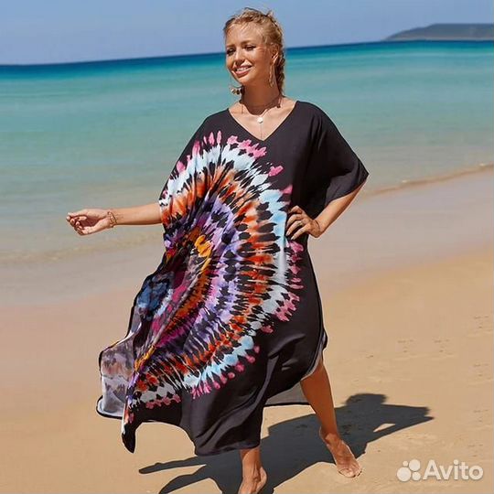 Пляжное платье туника большой размер