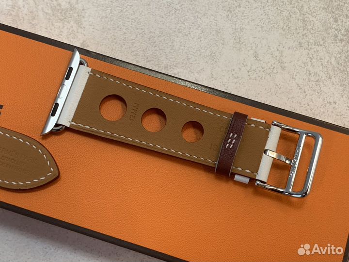 Ремешок Apple Watch Hermes 42mm Rallye Blanc/Rouge