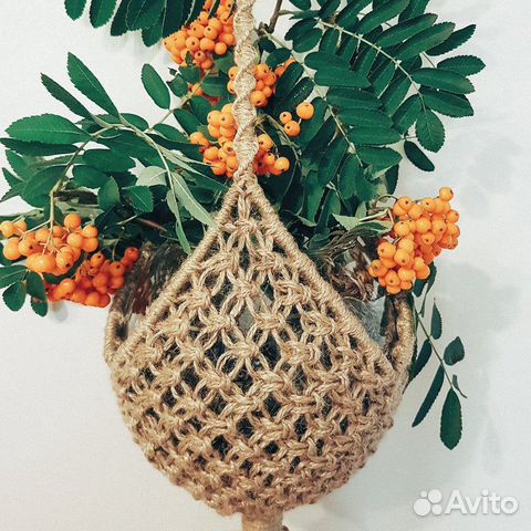 Подвесное макраме кашпо для цветов и композиций