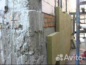 Набивка утеплителя в уровень (фасад)