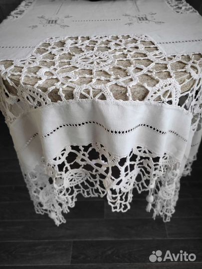 Винтажная льняная скатерть