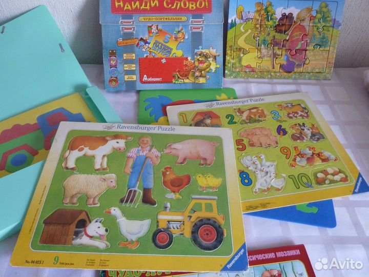 Пазлы (обучающая бумага,мягкие) от 1.5 до 7 лет