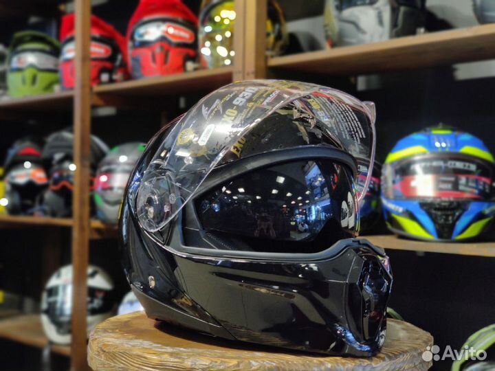 Шлем-модуляр Scorpion EXO-930 Solid чёрный глянец