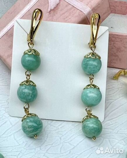 Серьги камень амазонит