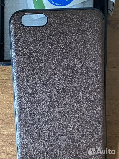 Чехол на iPhone 7 plus, кожа+стекло на экран