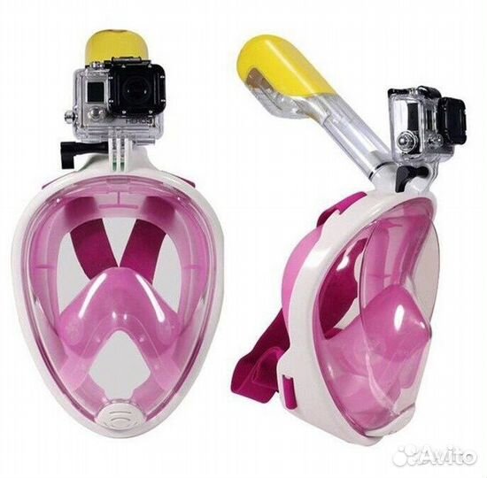 Полнолицевая маска для снорклинга розовая L/XL