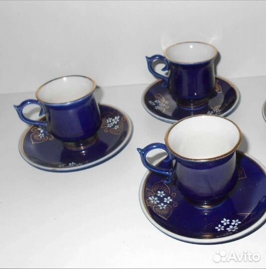 Кофейные чашки,сервиз,кобальт синий СССР