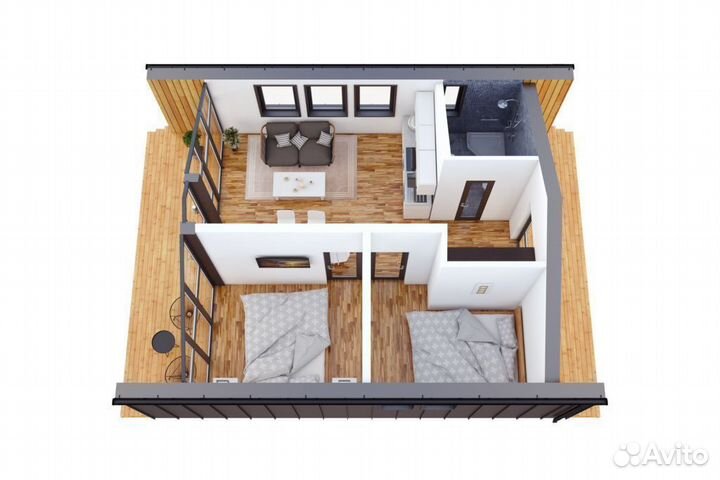 Каркасный дом под ключ 68м2 Барнхаус68