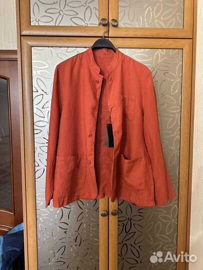 Льняной пиджак-рубашка massimo dutti новый s