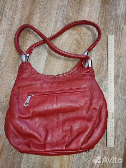 Сумка натуральная кожа красная
