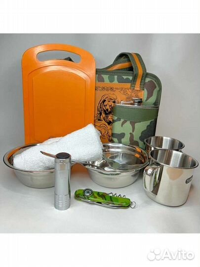 Туристический походный дорожный набор посуды