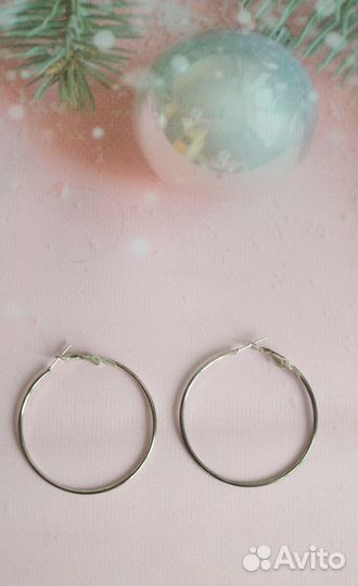 Серьги-кольца разных диаметров 2 пары