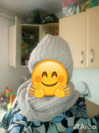 Комплект шапка, хомут зимний