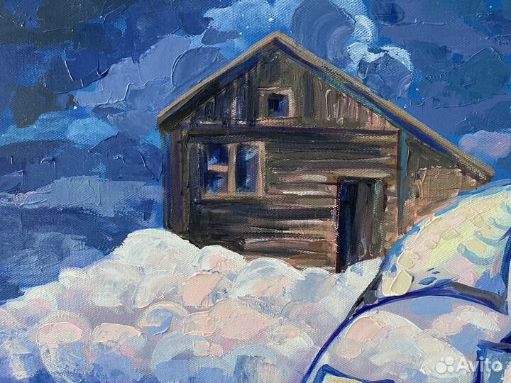 Большая картина с облаками для детской 100*70 см