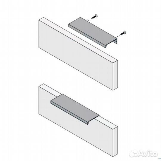 Профиль-ручка 192мм крепление саморезами алюминий
