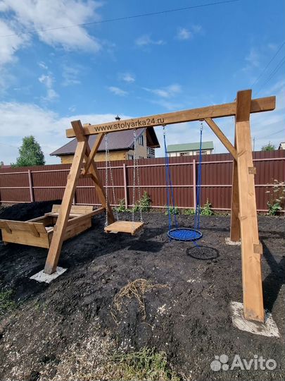 Деревянные качели / детские качели с установкой