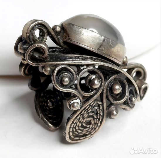 Оригинальный перстень. Скань, мельхиор