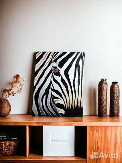 Интерьерная картина маслом зебра