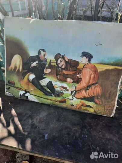 Старинная картина холст масло