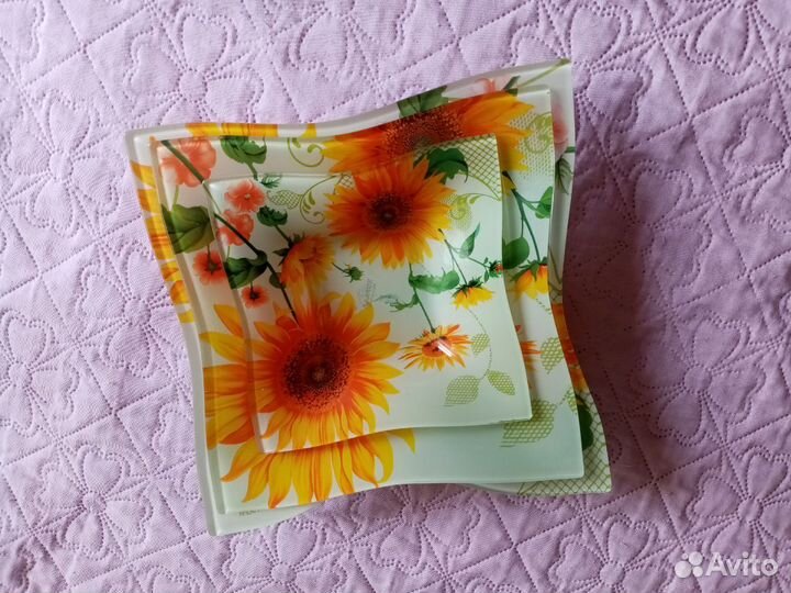 Набор из трёх квадратных блюд для сервировки