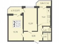 2-к. квартира, 54,5 м², 8/22 эт.