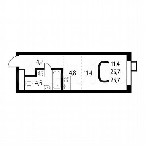 Квартира-студия, 25,7 м², 9/14 эт.