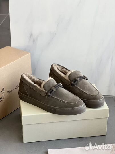 Лоферы женские на меху Brunello Cucinelli