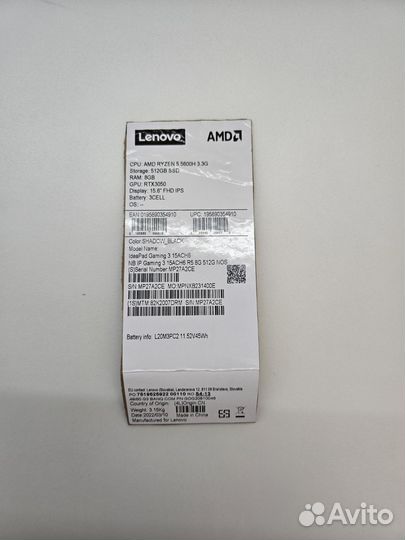 Ноутбук Lenovo IdeaPad G3 15ACH6 Black