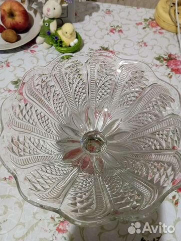 Ваза для фруктов на ножке СССР стекло