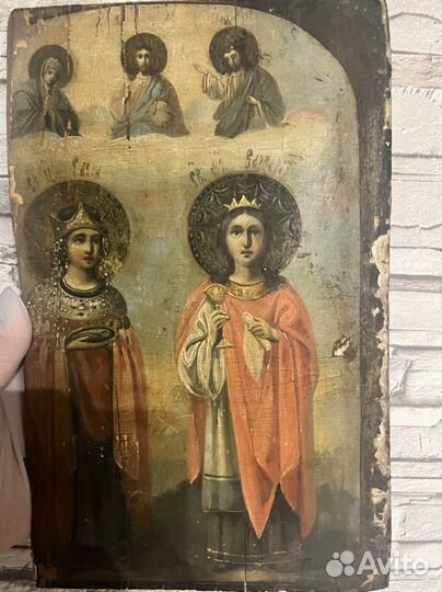 Старинная Икона Св.Ц. Елены и Св.Мч.Варвары