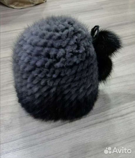 Шапка норковая вязанная новая