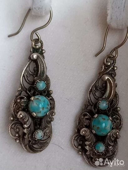 Серьги, браслет с пекинским стеклом. Винтаж