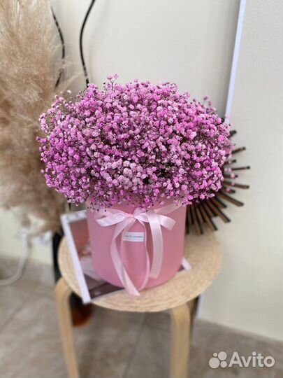 Букет из гипсофилы в коробке