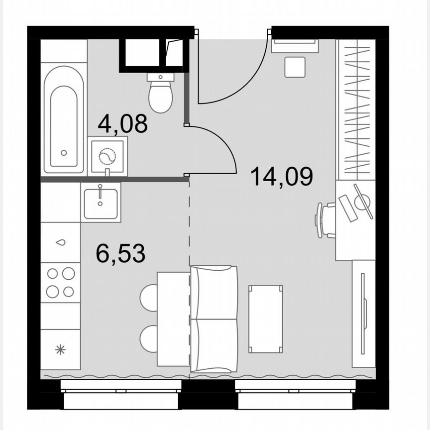 Апартаменты-студия, 24,7 м², 4/15 эт.
