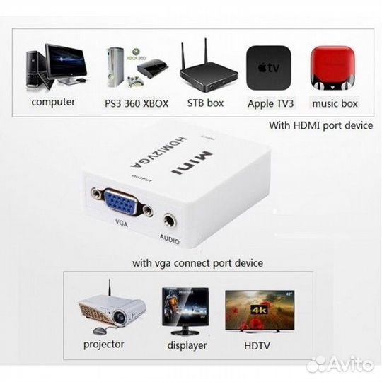 С hdmi на VGA Конвертер 1080P переходник to VGA