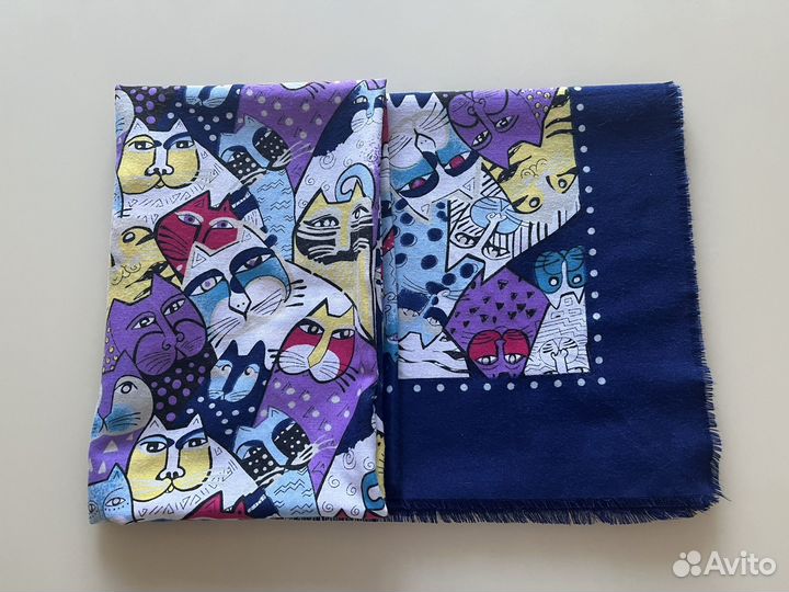 Платок из кашемира Коты 128х128