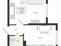 1-к. квартира, 37,7 м², 1/4 эт.