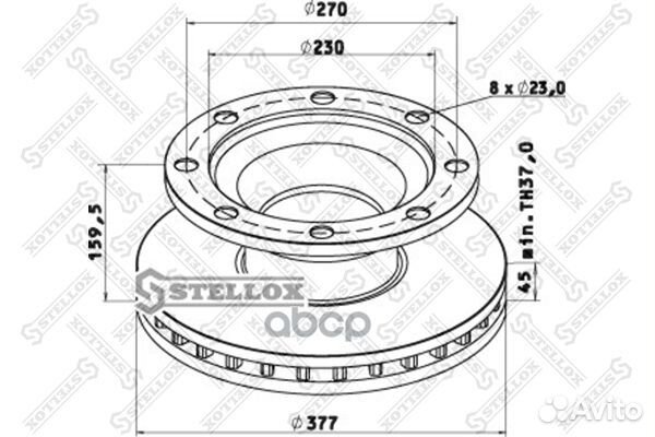 85-00804-SX диск тормозной 377/230x45/159.5 8n